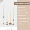 SSENERY 12" Unscented Taper Candles in 35 Colors (4-Pack) for Home Decor & Weddings - White